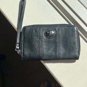 COACH BLACK LEATHER WRISTLET